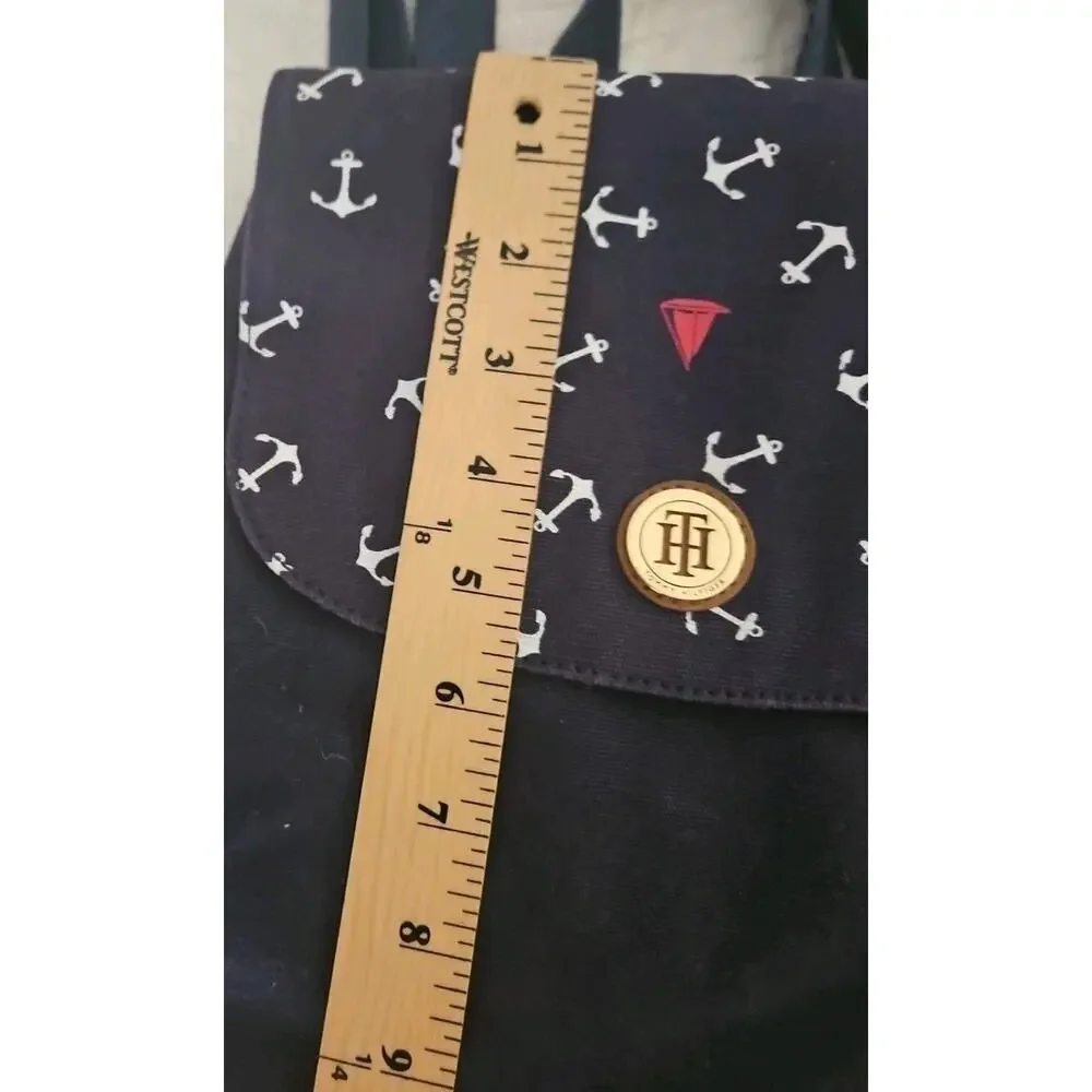 Tommy Hilfiger Backpack Navy Blue With Anchors And Boat TH LOGO